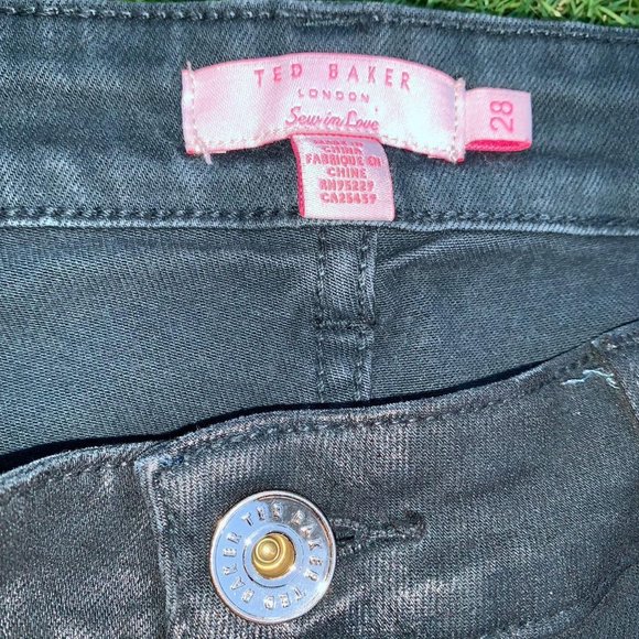 Ted Baker Womens Size 28 Trousers Ankle Zip Wet Look Night Out ladies. - Picture 2 of 4